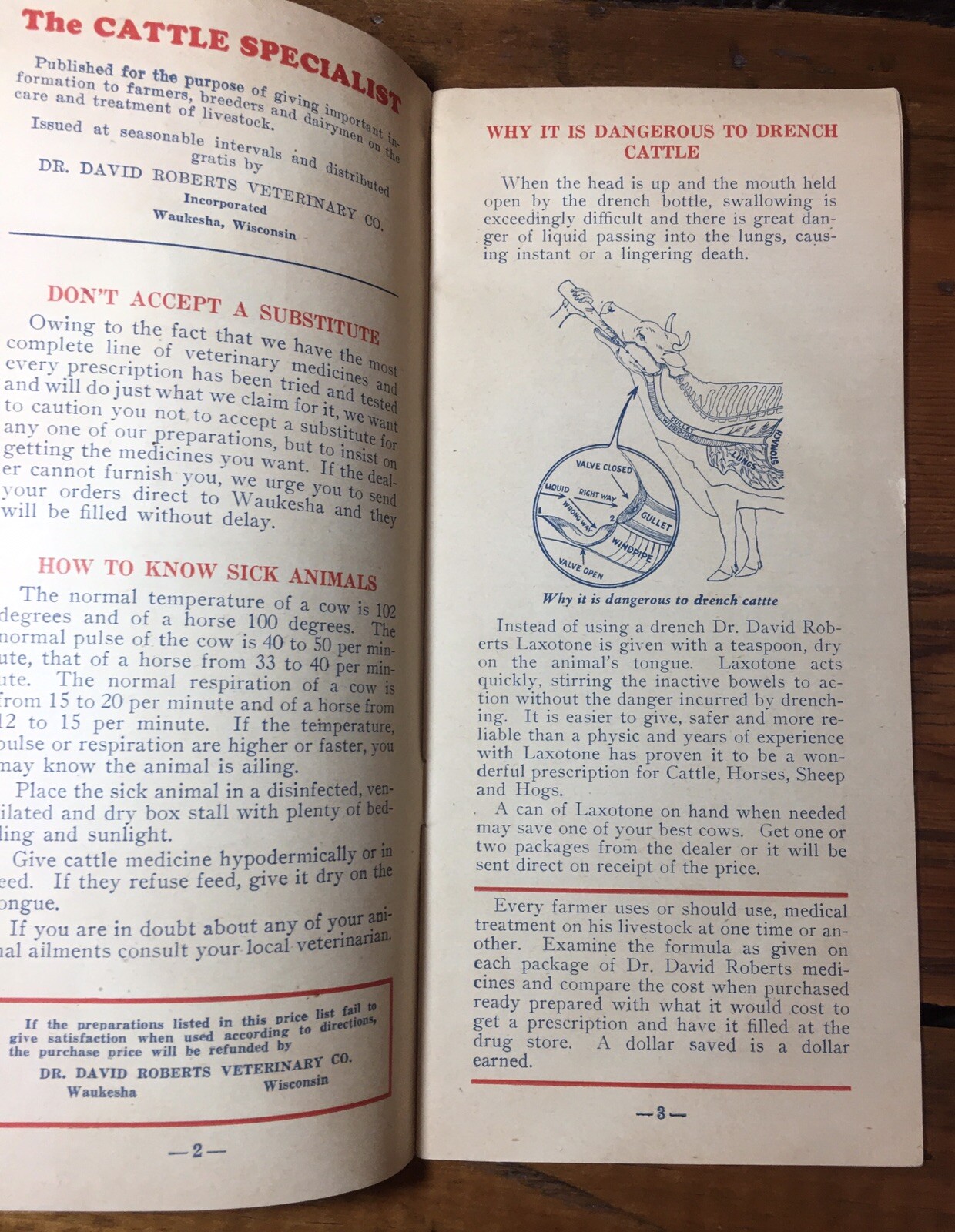 The Cattle Specialist (1943) Ag Pamphlet, David Roberts Vet Co