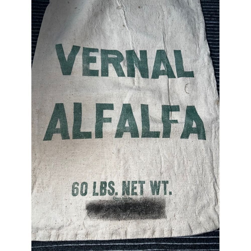 Vintage Bemis Chase Alfalfa Seed Bags Cotton Canvas Farmhouse Decor Lot of 2