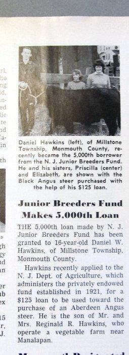 Original 1963 Farm Youth Photo Article Daniel Hawkins Mommouth Couty New Jersey