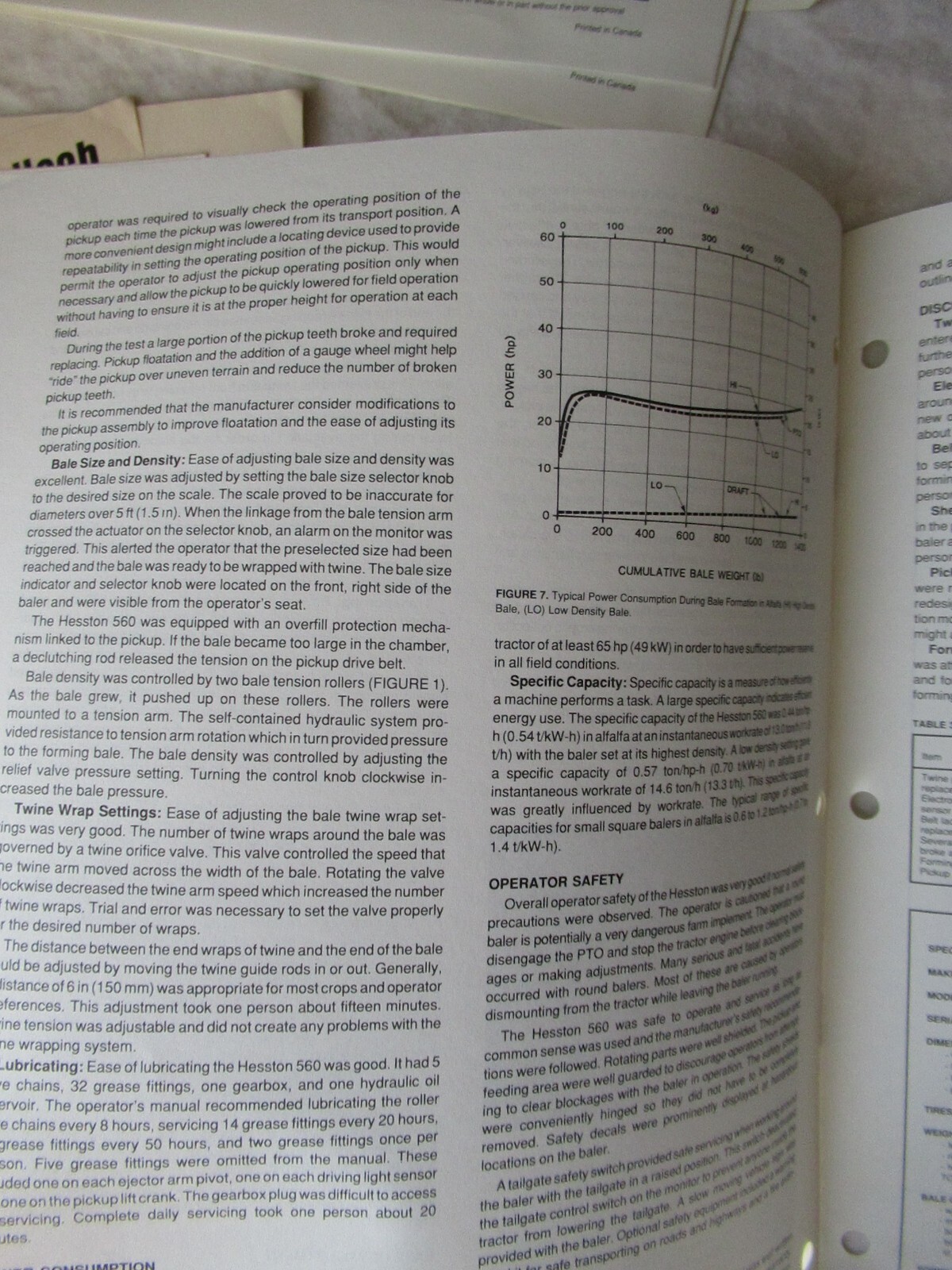 1990 Hesston 560 Round Baler Evaluation Report Data Brochure