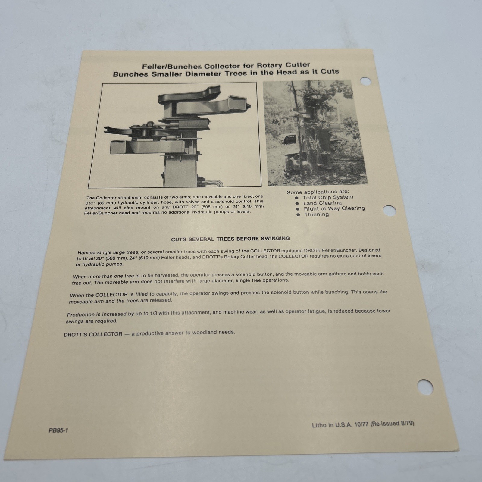 Drott Product News Woodlands 30 Feller/Buncher August, 1979