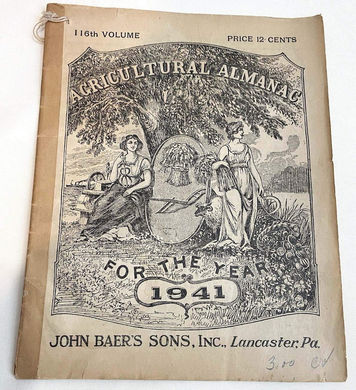 Vintage 1941 John Baers Sons AGRICULTURAL ALMANAC Lancaster PA FARMERS