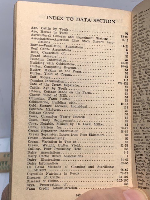 1939 DELAVAL DIARY & FARMERS POCKET HANDBOOK USEFUL INFO 148 PAGES 4.75&rsquo;X2.75”.