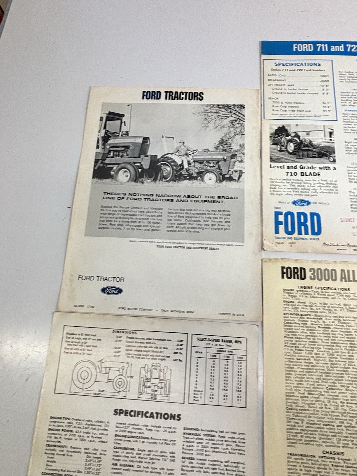 Group Of (6) 1960’s 1970’s Ford Tractor / Implement Dealer Brochures