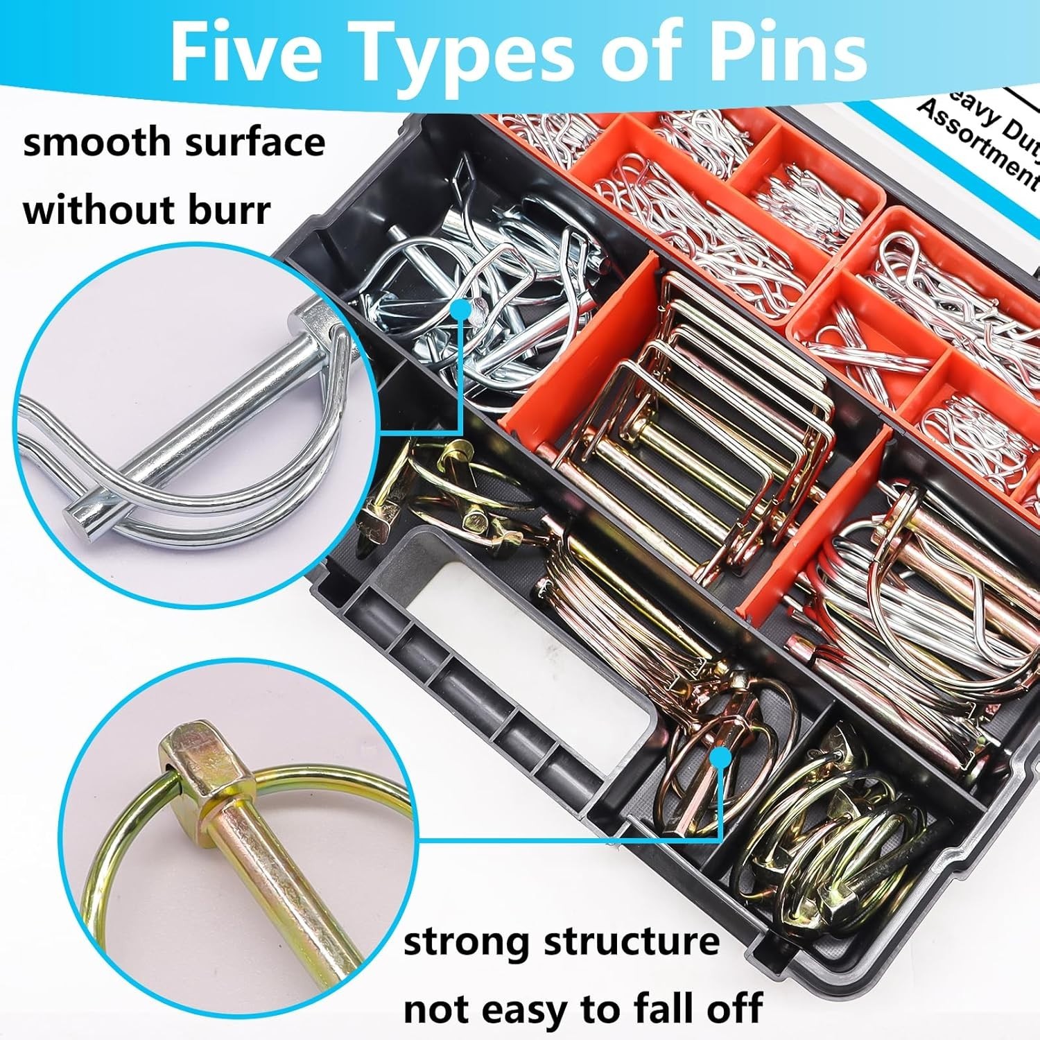 202Pcs Hitch Pins Clip Pins Assortment Kit, Heavy Duty Hitch Pins R Clip, Lin…