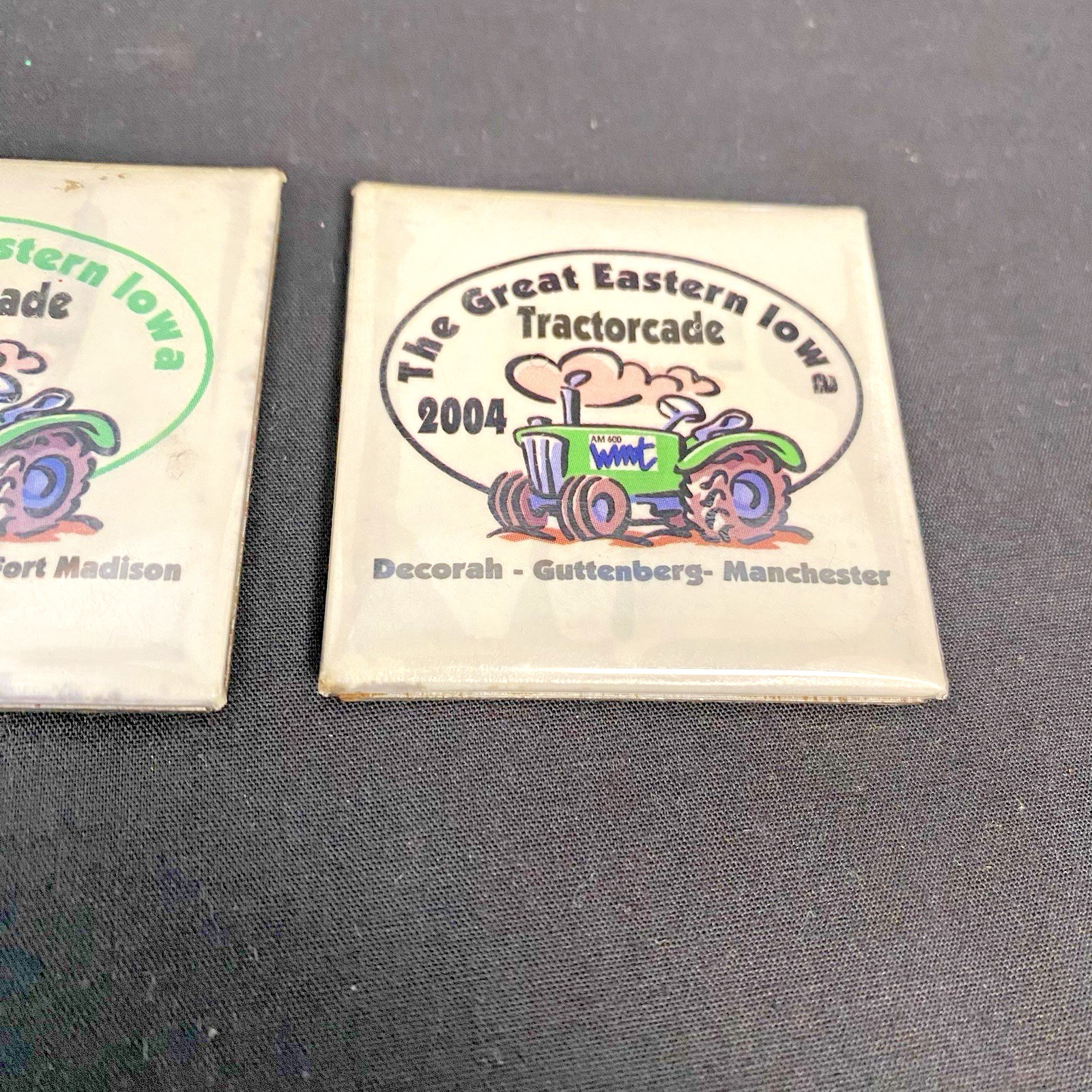 Two Great Eastern Iowa Tractorcade Pins – Midwest Farming WMT Radio – 2003/04