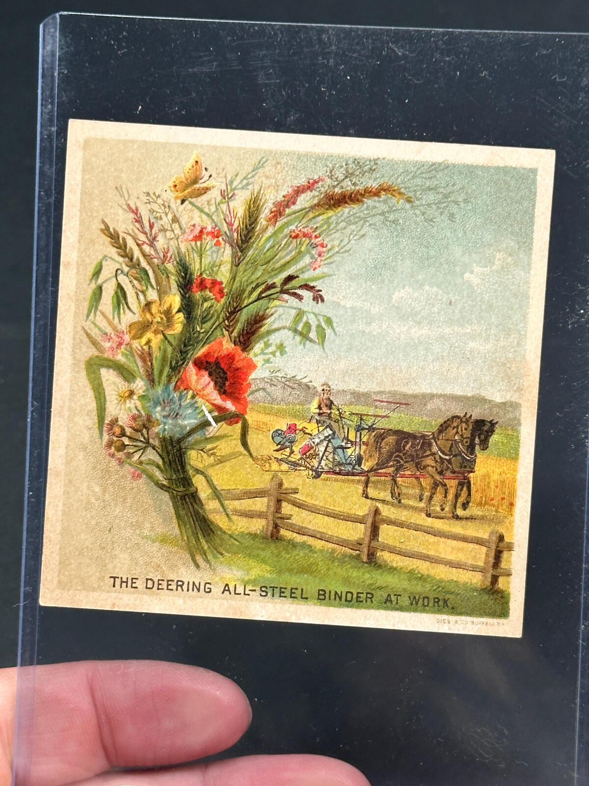 1800&rsquo;s McCormick Deering Binder Tractor Victorian Trade card Blaine Pratt KS