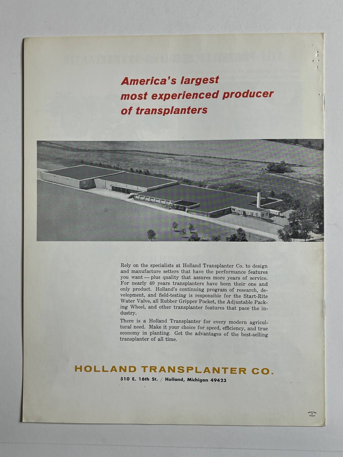 Vintage Holland Transplanters – Sales Brochure *Showroom Booklet*