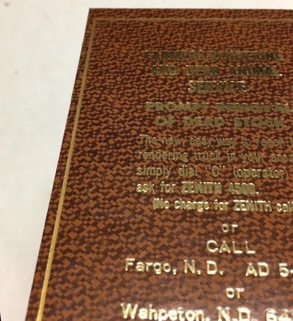 Vtg Farmers Rendering And Dead Animal Service Fargo North Dakota Advertising ND