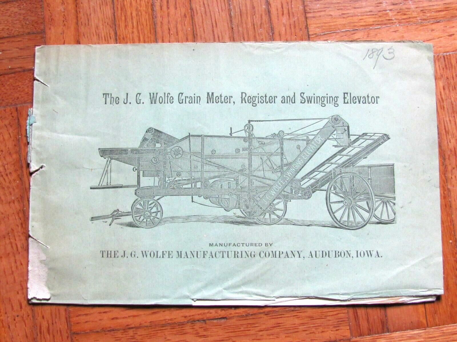 1893 FARM CATALOG J G WOLFE AUDUBON IOWA TRESHER ATTACHMENT ELEVATOR GRAIN METER
