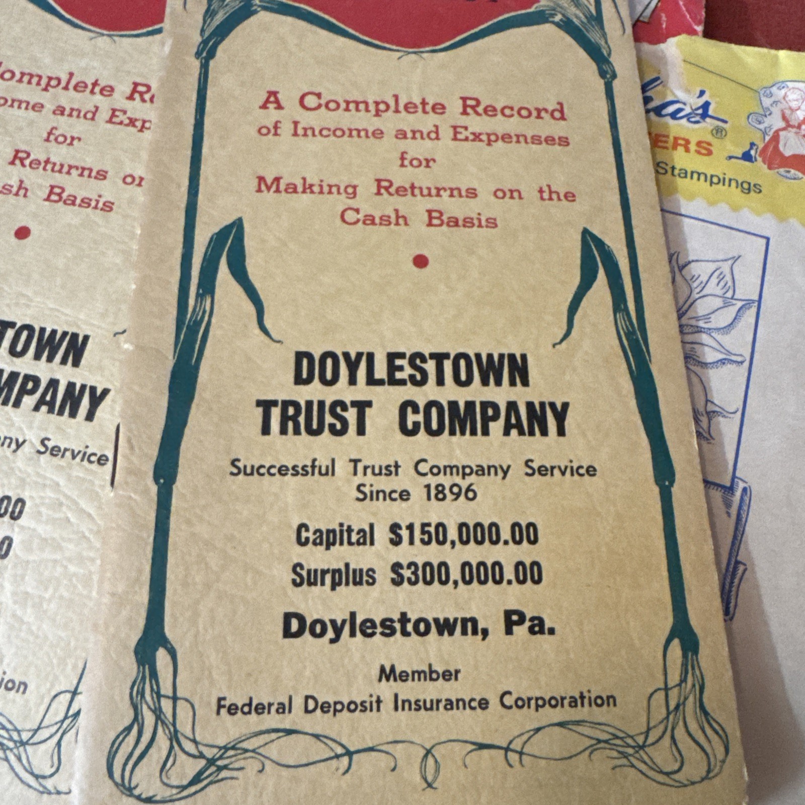 Vintage Farmers Income Tax record, income/expenses form 1040F, doylestown trust