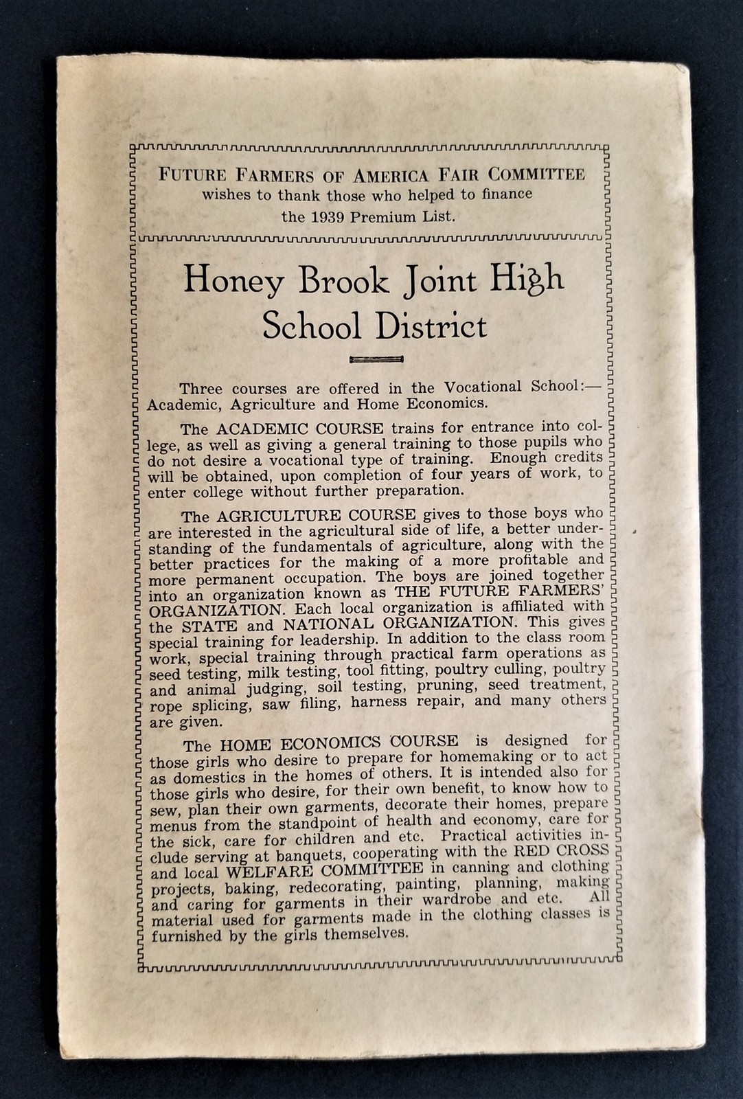 1939 HONEY BROOK FARM SHOW pa PROGRAM book original paper cover