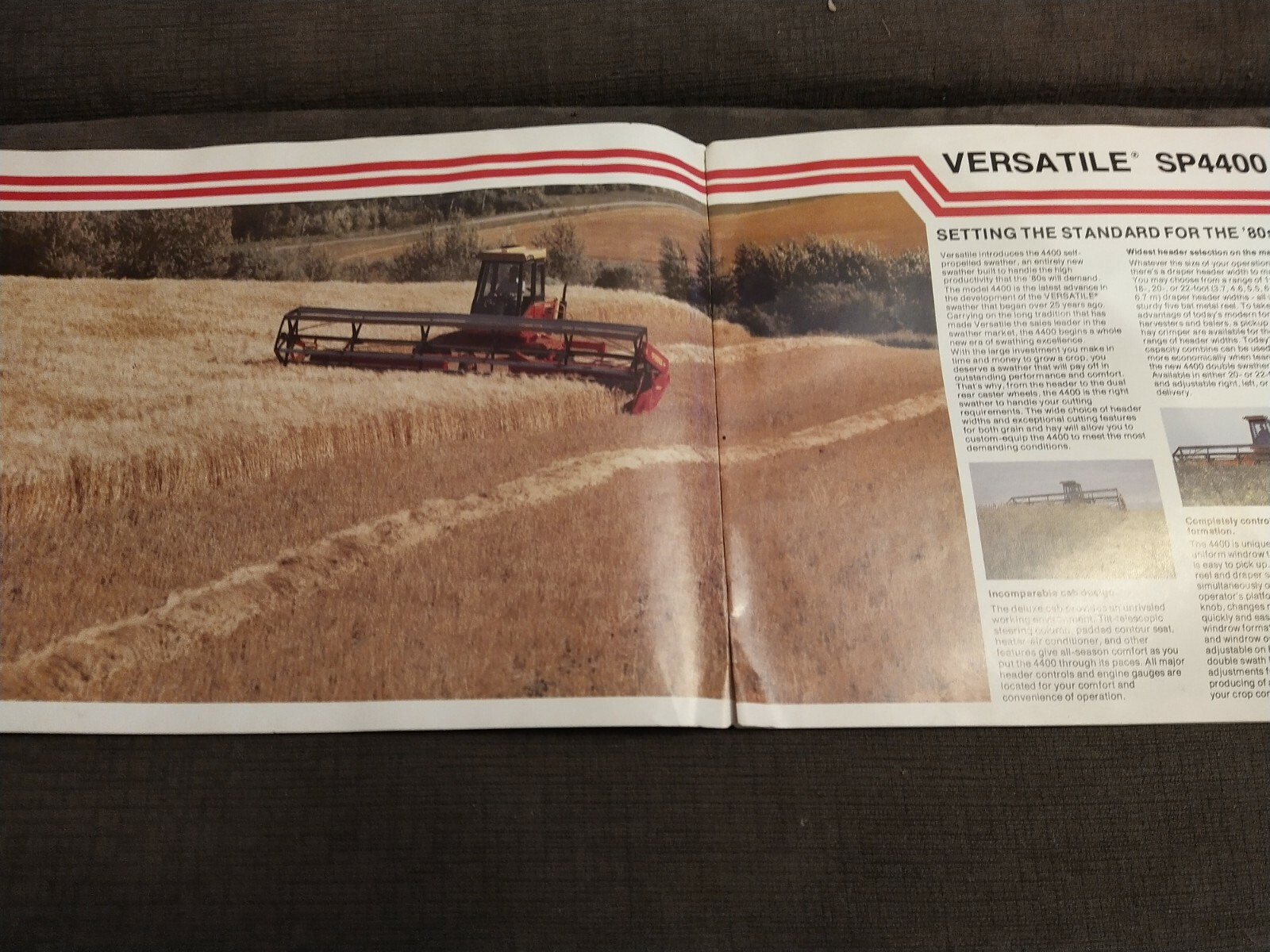 Vintage Versatile SP 400 & 4400 Swather Brochure 8 1/2 x 11&Prime; 12 page
