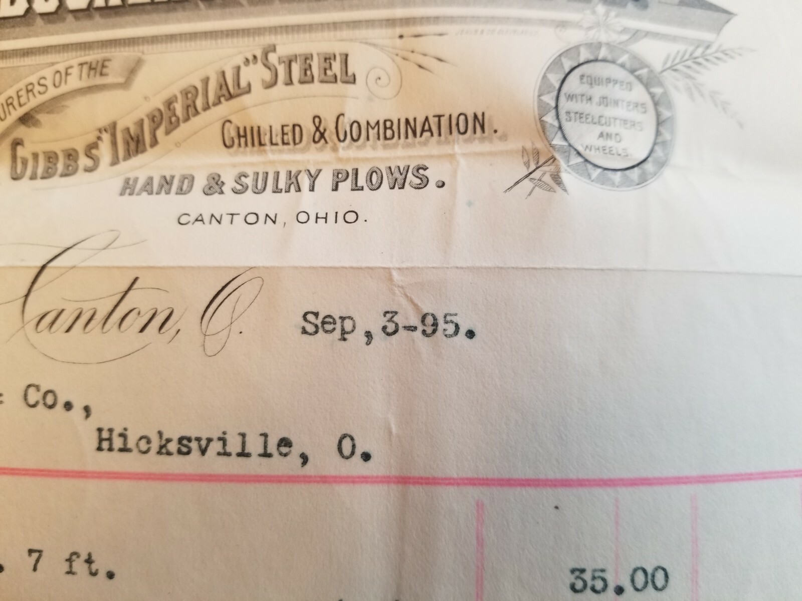 CANTON, OHIO. 1895. THE BUCHER & GIBBS PLOW COMPANY.