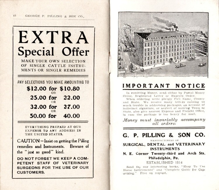 The Pilling Easy to Use Cattle Instruments.. Catalog, George Pilling & Son, 1908