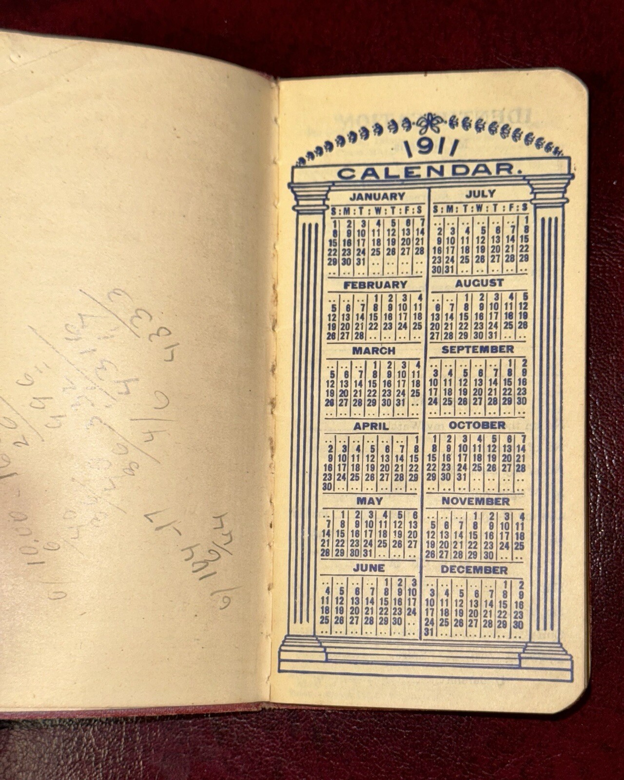 1911 The Arbuckle Ryan Co. Pocket Notebook 5.75” X 2.75”