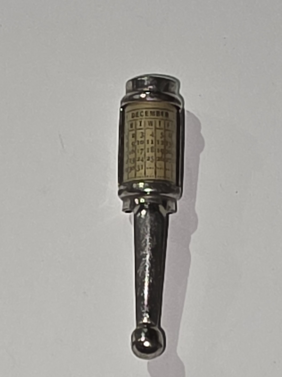 Vintage Pencil Clip, Stamped July 27, 1914 w/December 1918 Paper Calendar