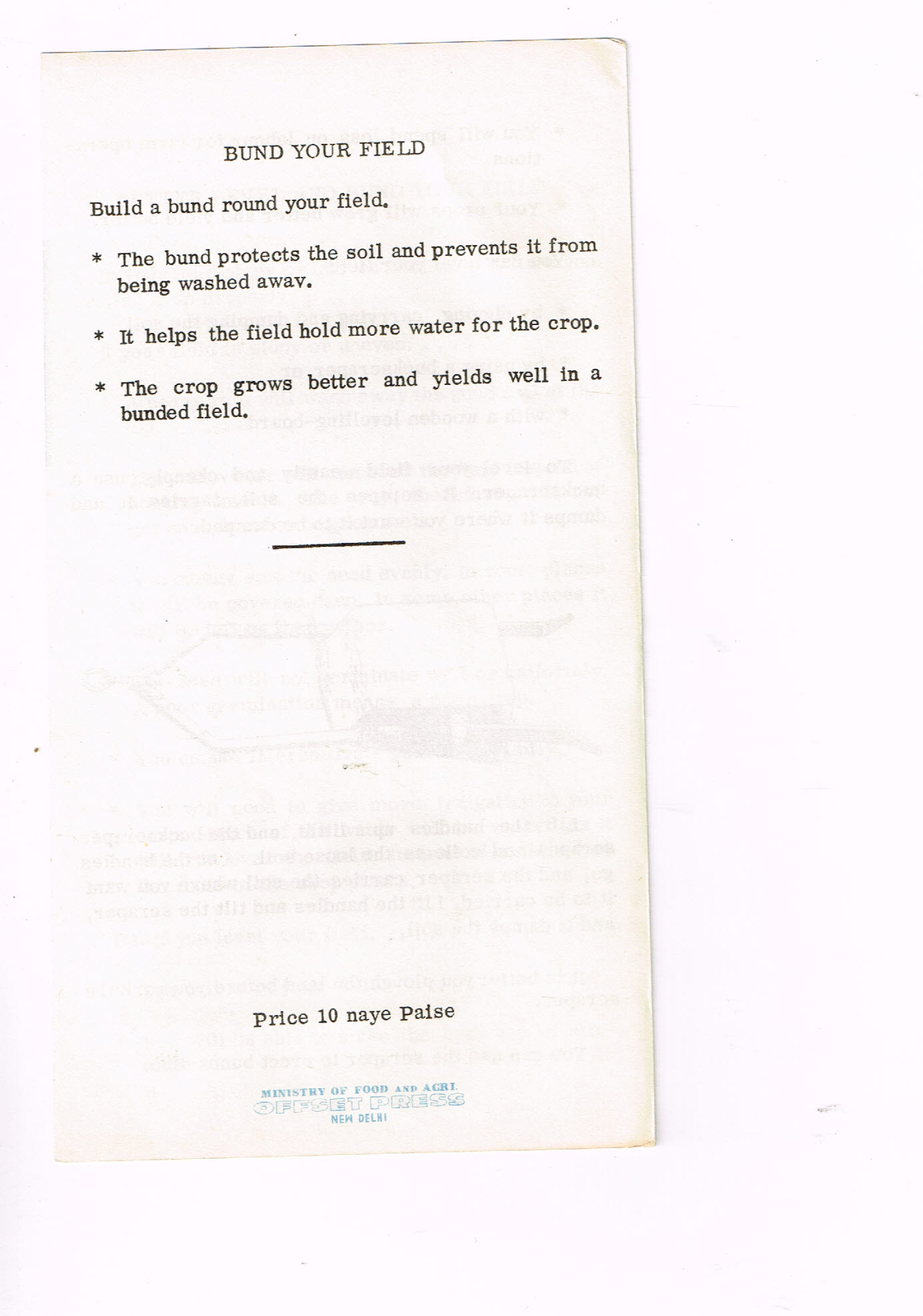Vintage 1960s Farm Brochure New Delhi India Better Level and Bund
