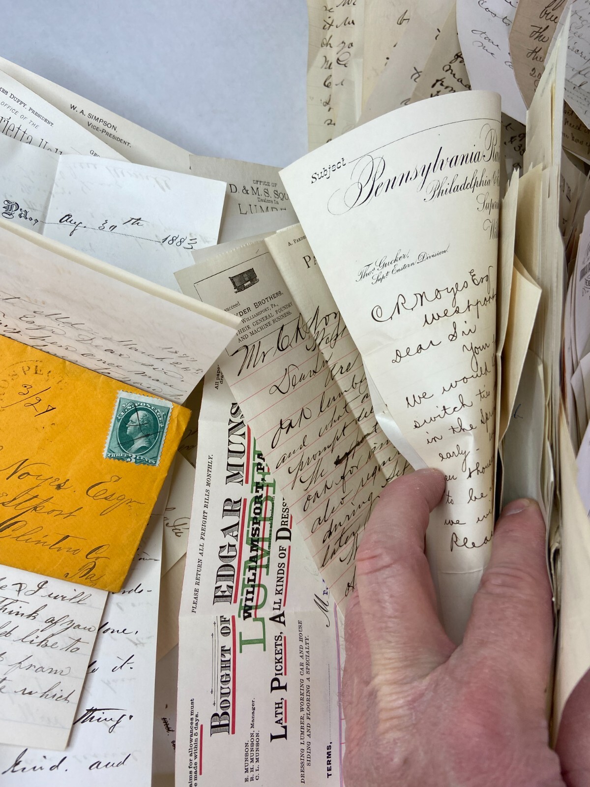 RARE HUGE Letter & Doc Archive 750+ Noyes Lumber 1880s Westport Pennsylvania PA