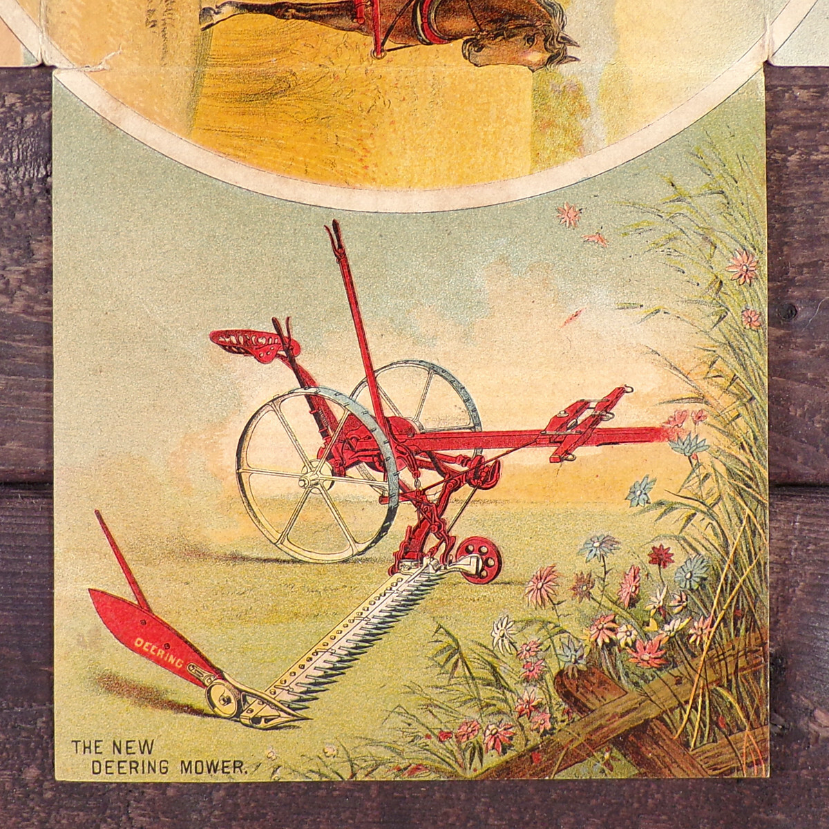 McCormick DEERING MOWER REAPER BINDER FOLD OUT Vintage Farm Victorian Trade Card