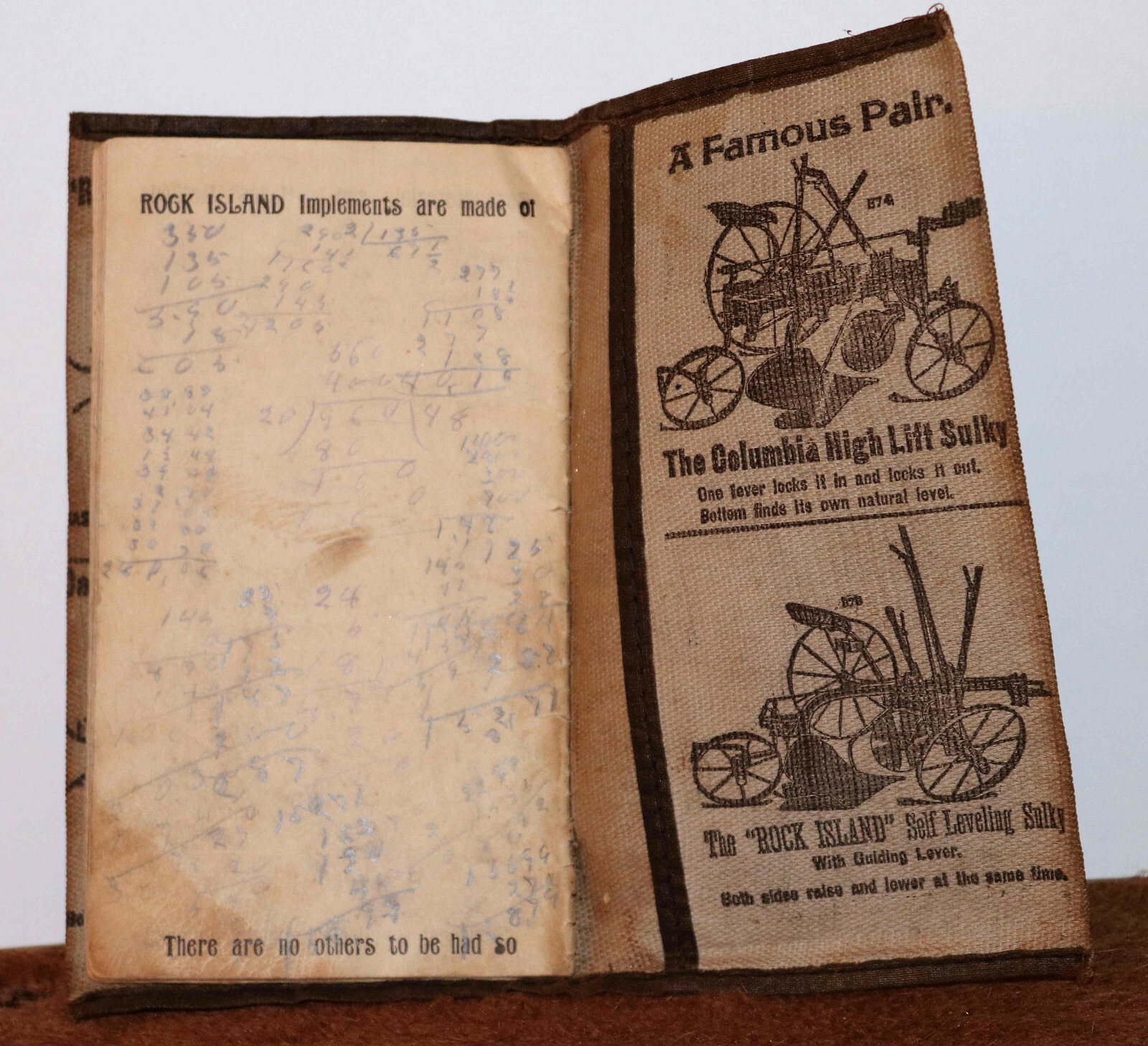 Antique 1906 Cloth-bound Rock Island Plow Co. Pocket Notebook & Sales – Complete