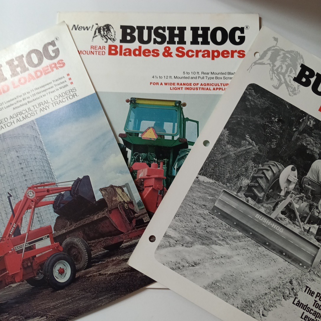 3 Bush Hog Farm Advertising Lot Brochures Blades & Scrapers, Front Loader