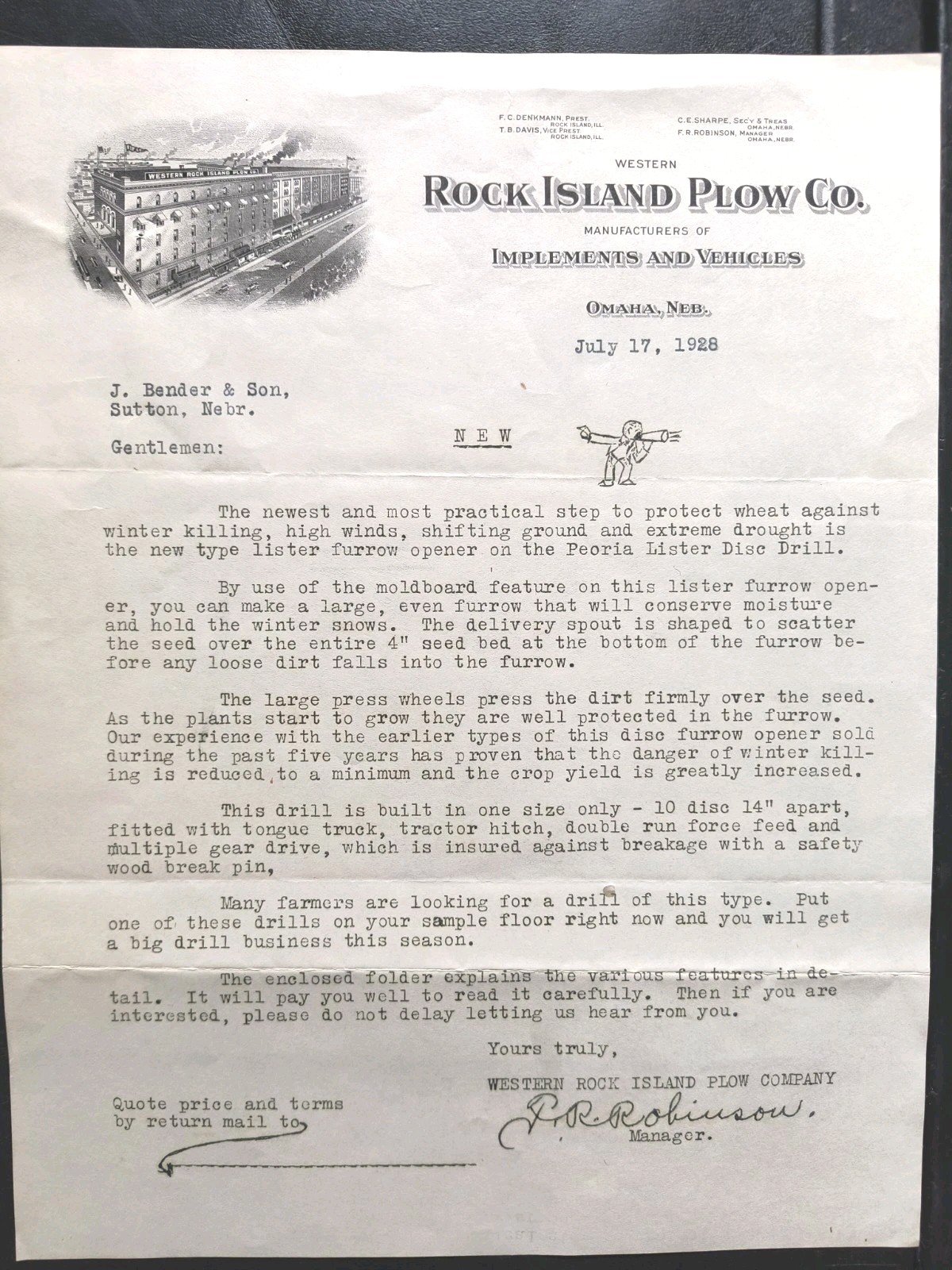 1920s Rock Island Plow Co Sales Letter Peoria Drill Sale Brochure Lot
