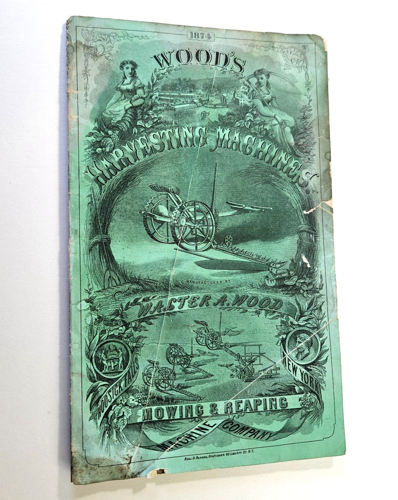 Original 1874 Sales Catalog Woods Harvesting Machines Mowing Reaping