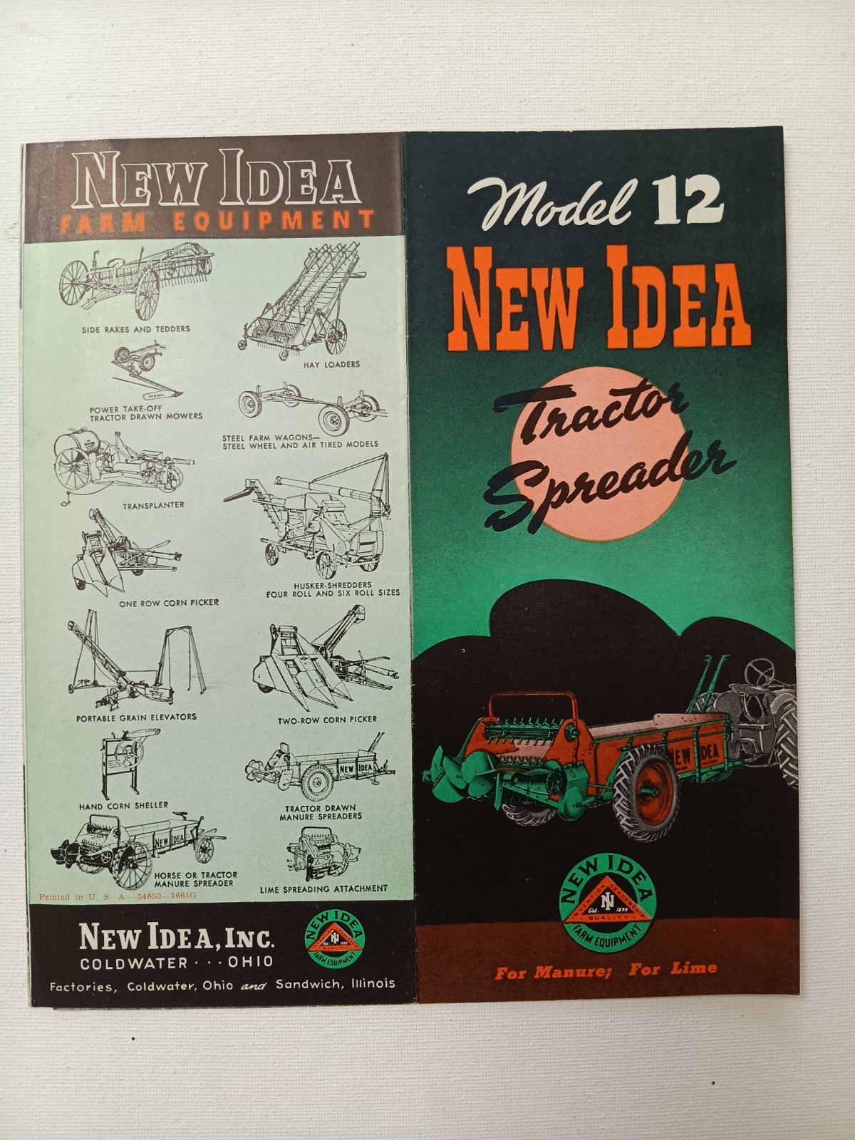 Model 12 New Idea Manure Spreader Equipment Sales Brochure Pamplet