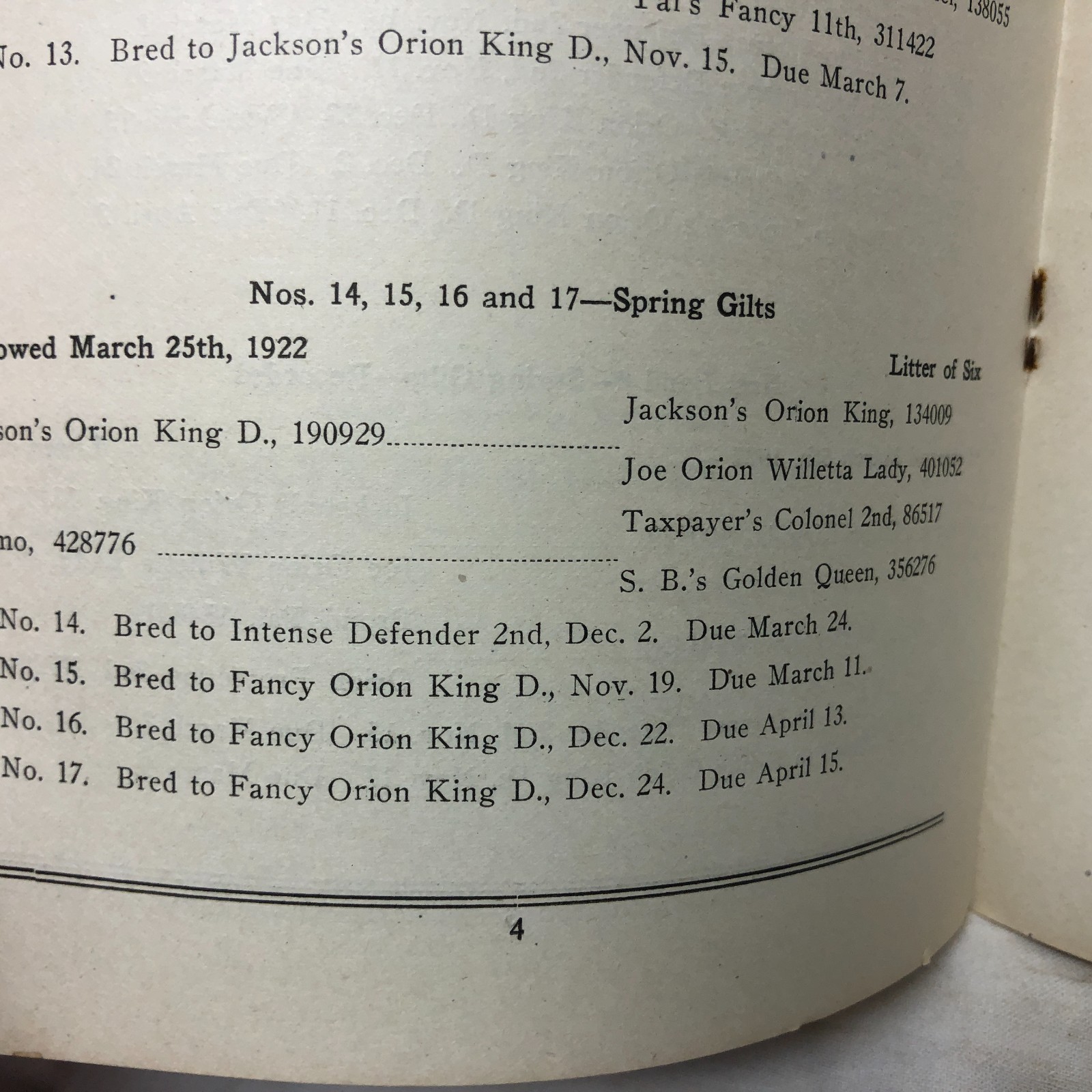 Vintage 1923 45-Duroc-45 Bred Sows Sale Booklet