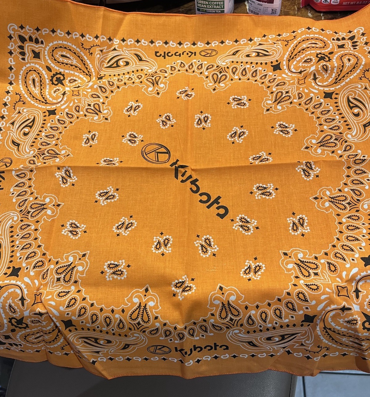 Kubota Bandana- Logo On It, Kubota Tractors, Orange, White & Black-NEW