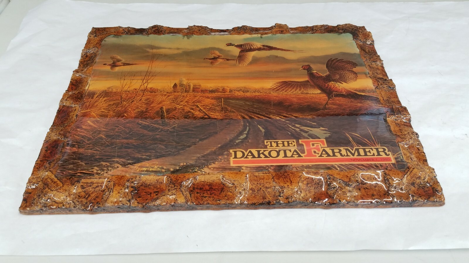The Dakota Farmer ~Terry Redlin Pheasant Farm Scene Decoupage Paper Print ~1980