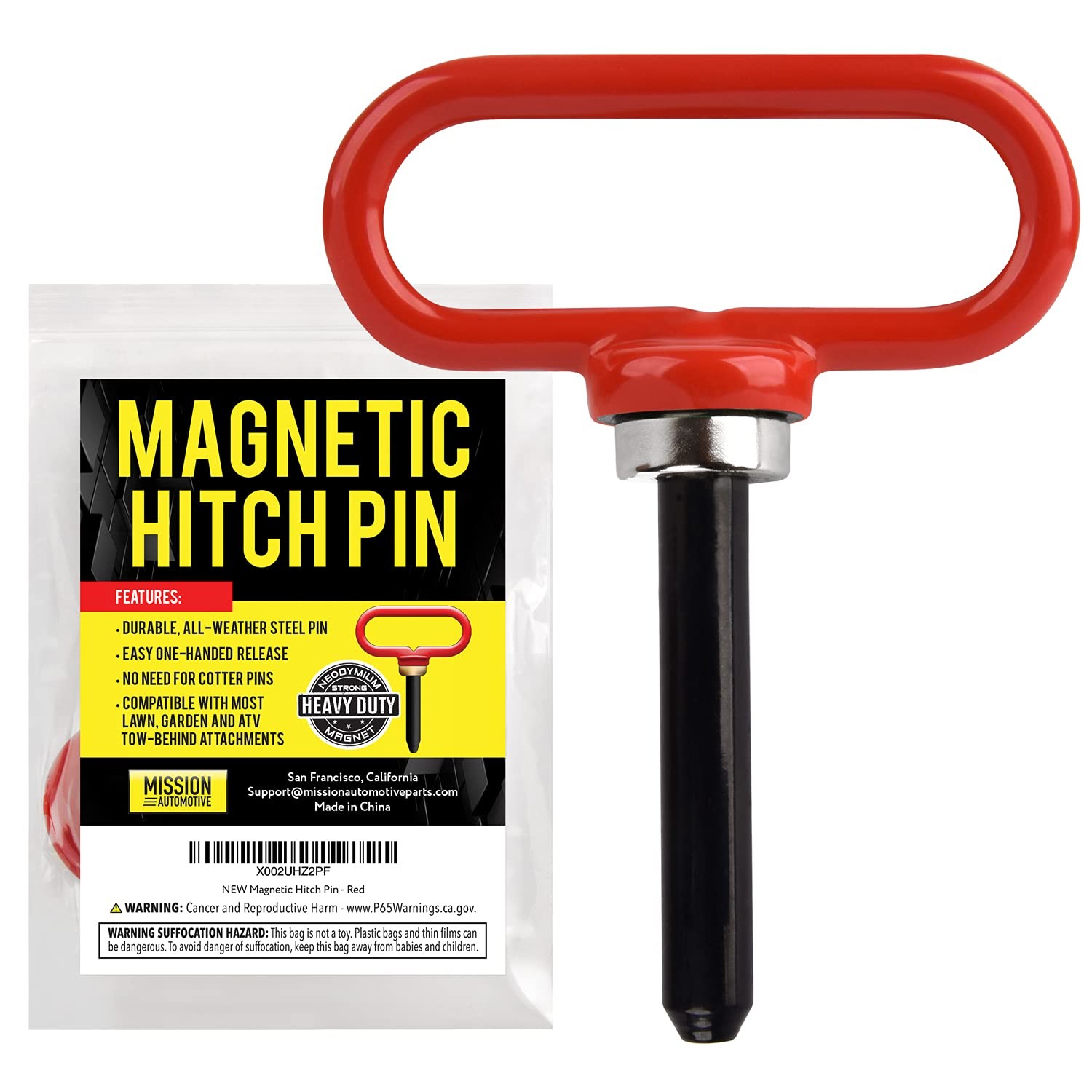 Mission Automotive Magnetic Trailer Hitch Pin 4mm x 25mm Red Neodymium One Hand