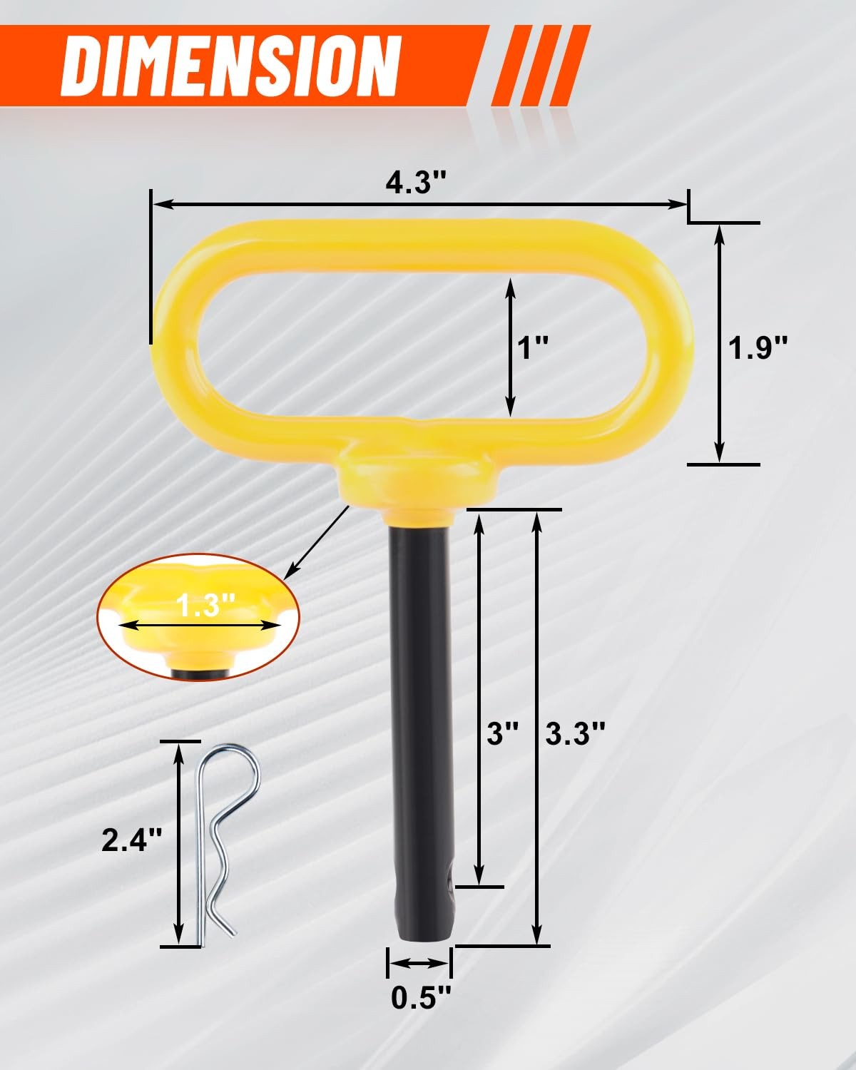4Pack Hitch Pin, 1/2 x 3 Inch Trailer Hitch Pin with Clip and Rubber-Coated Hand