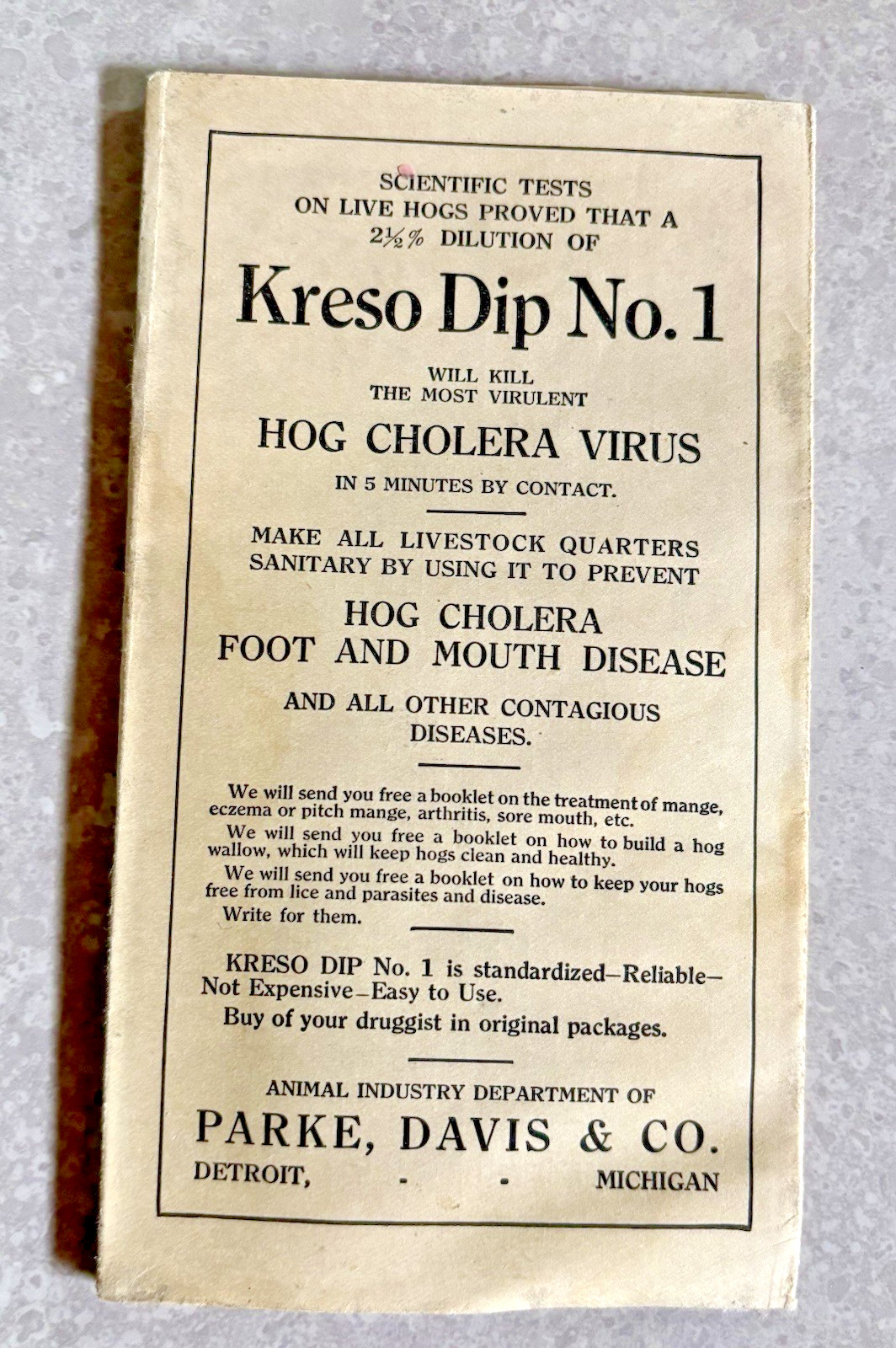1918 Blackleg Vaccine Davis & Company Blacklegoids Advertising Brochure