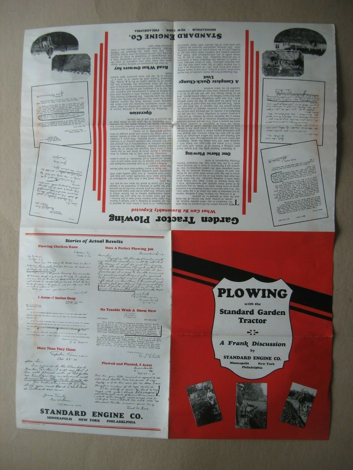 Three 1930&rsquo;s Standard Engine Company, Standard Garden Tractor Farming Brochures