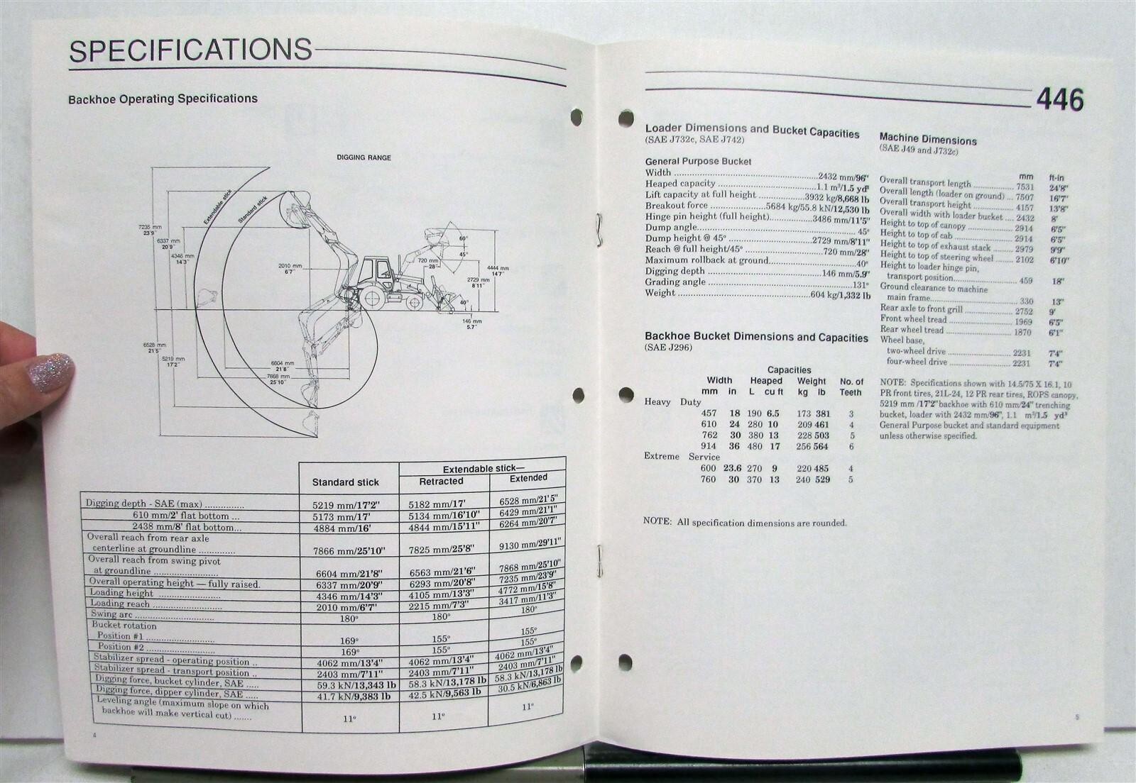 1989 CAT 446 Backhoe Loader Construction Specifications Sales Brochure