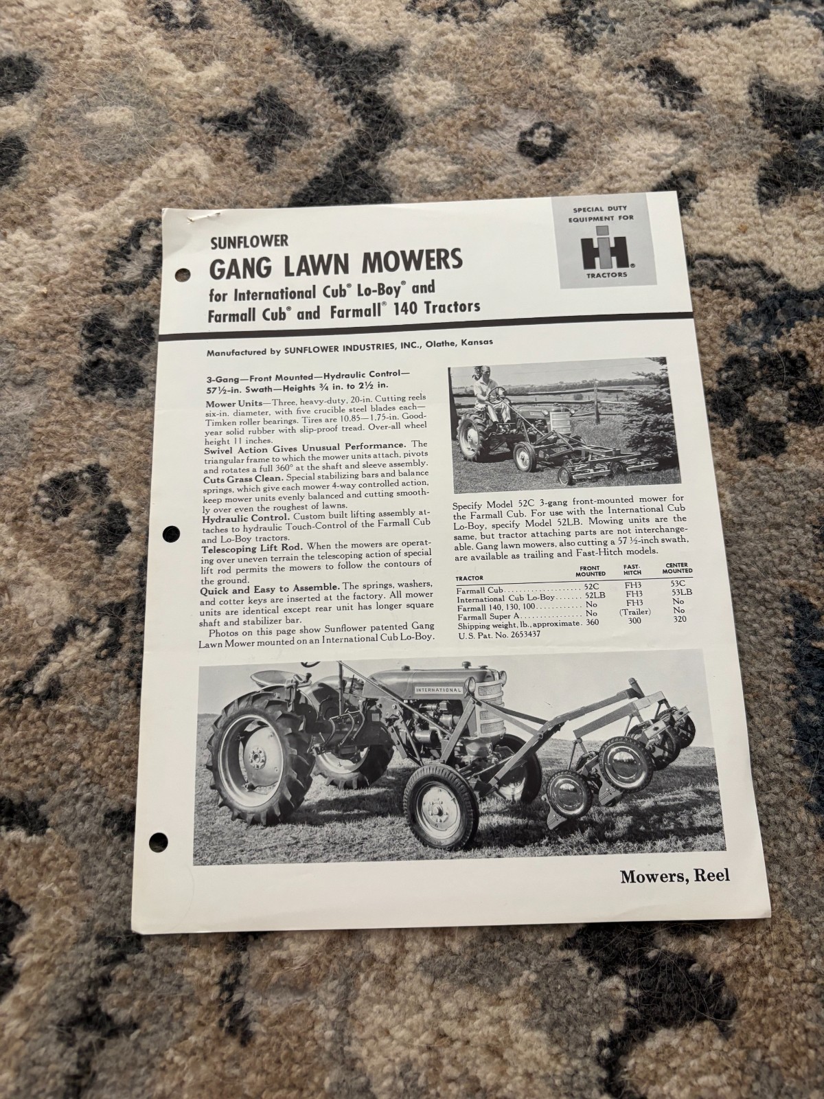 International Harvester Sunflower Gang Lawn Mowers Brochure FCCA25