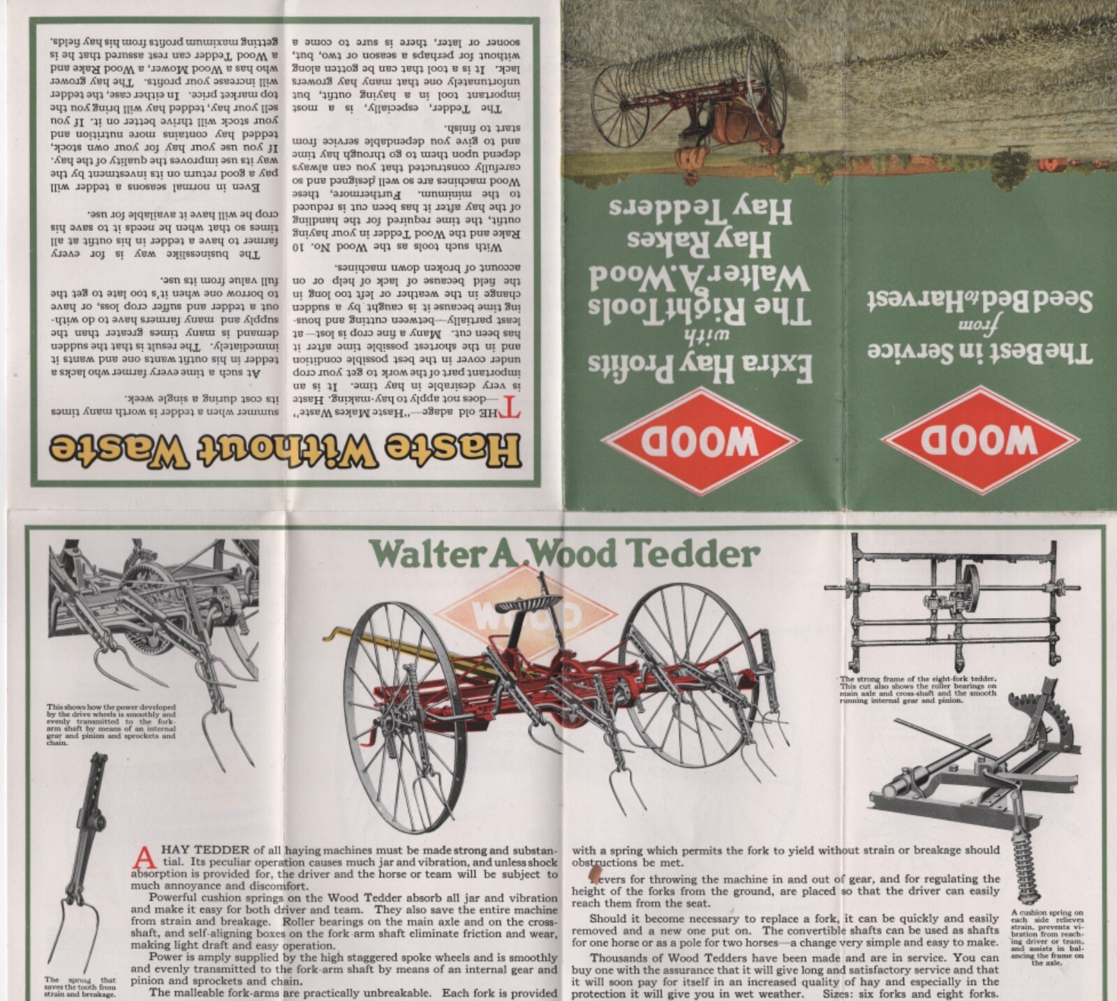CA 1930 WALTER WOOD FLYER HAY RACKS TEDDERS AGRICULTURE MACHINERY FARM TOOLS