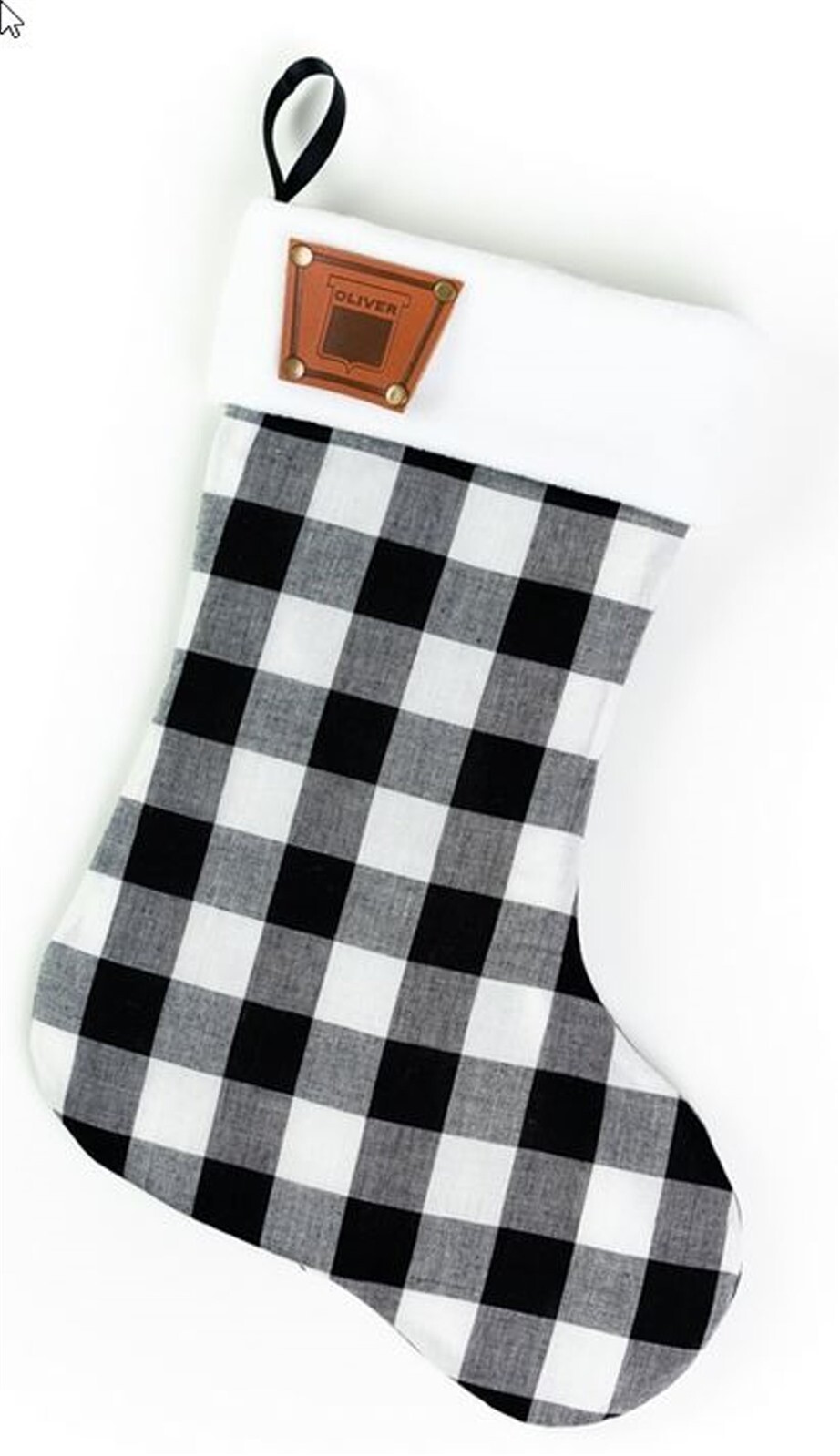 Plaid Oliver Christmas Stocking Faux Leather Keystone Emblem