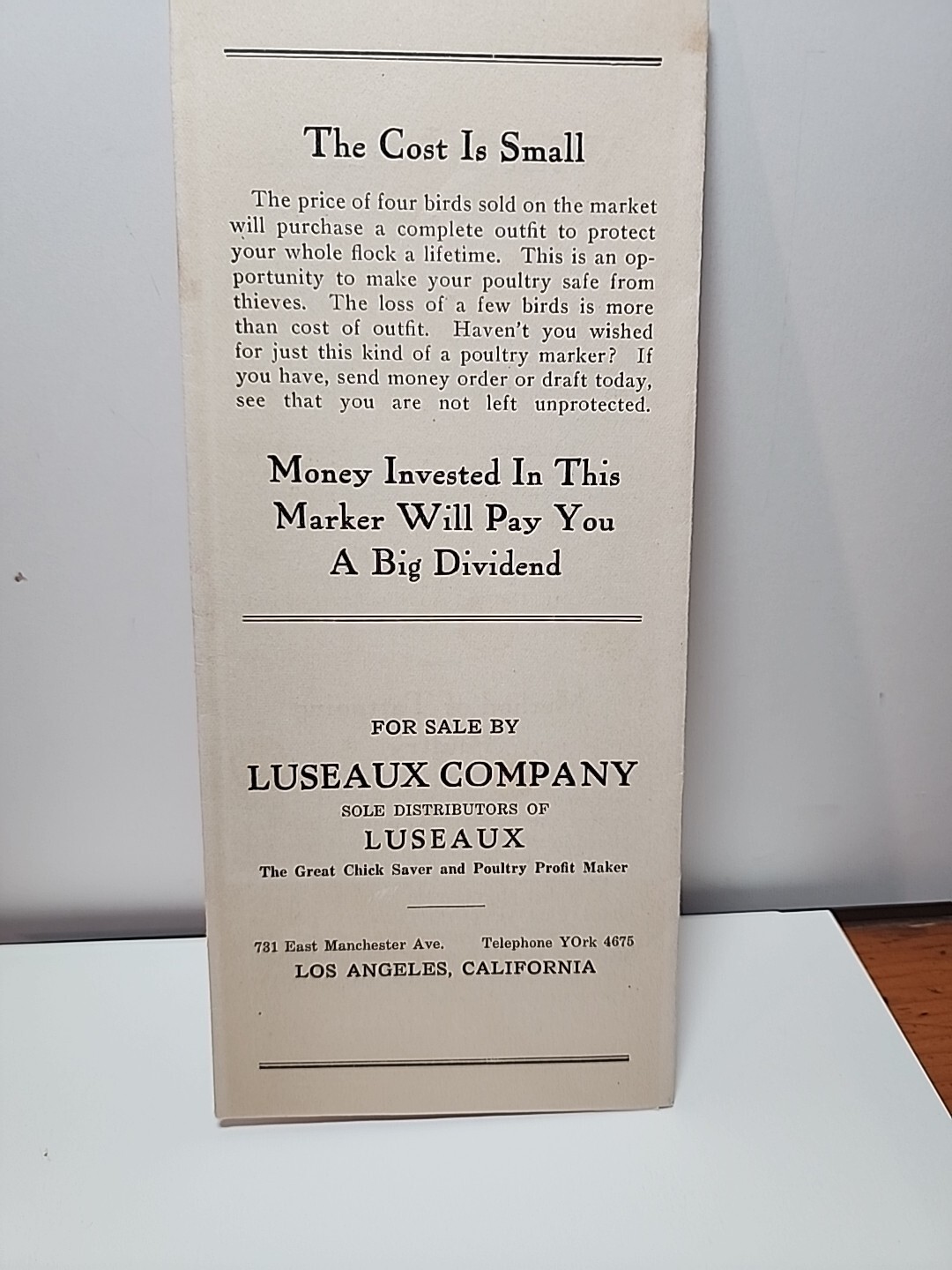 1930&rsquo;s Hall&rsquo;s Poultry Tattoo Marker Advertising Brochure + Insert RRP 774