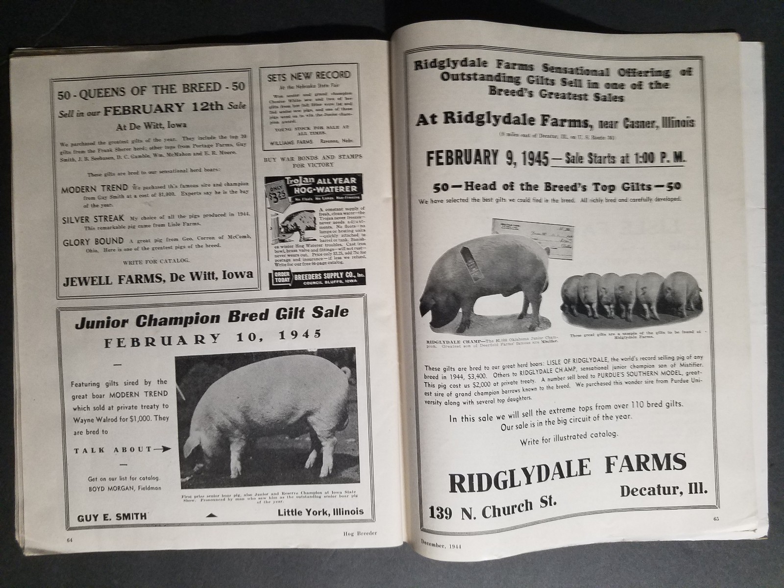 December 1944 Hog Breeder Magazine