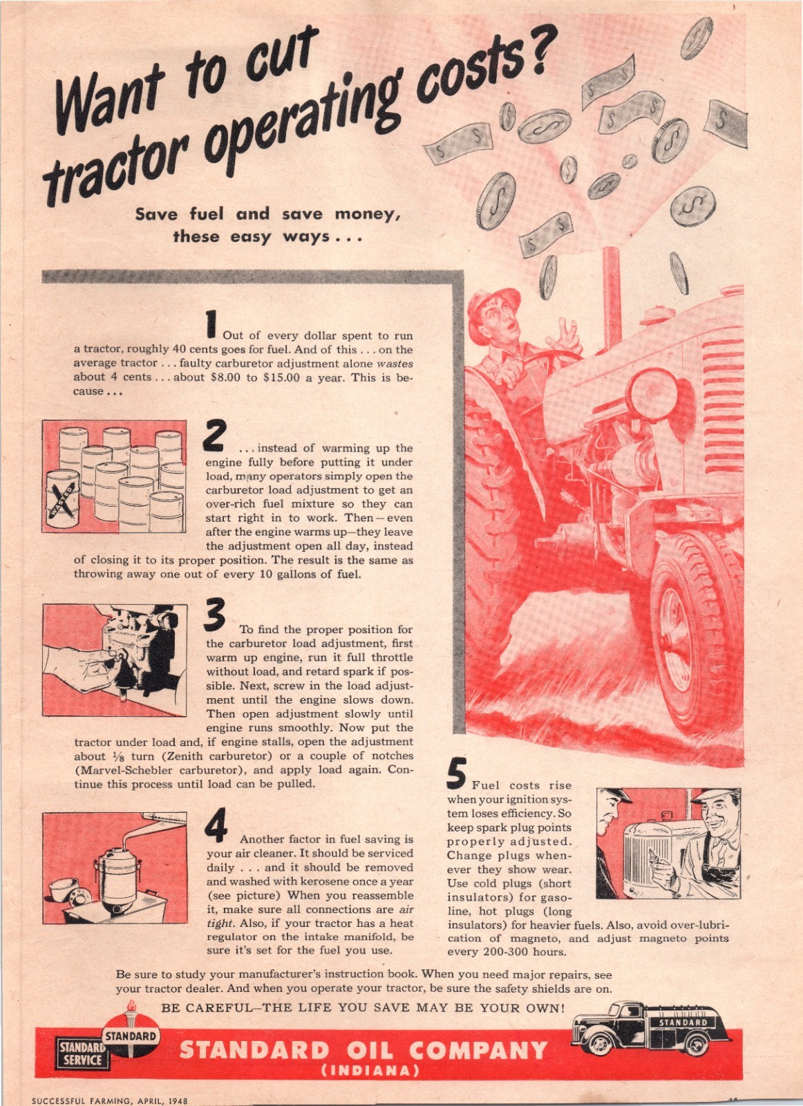1948 Standard Oil Company Tractor Fuel Carburetor 40&rsquo;s Vintage Print Ad