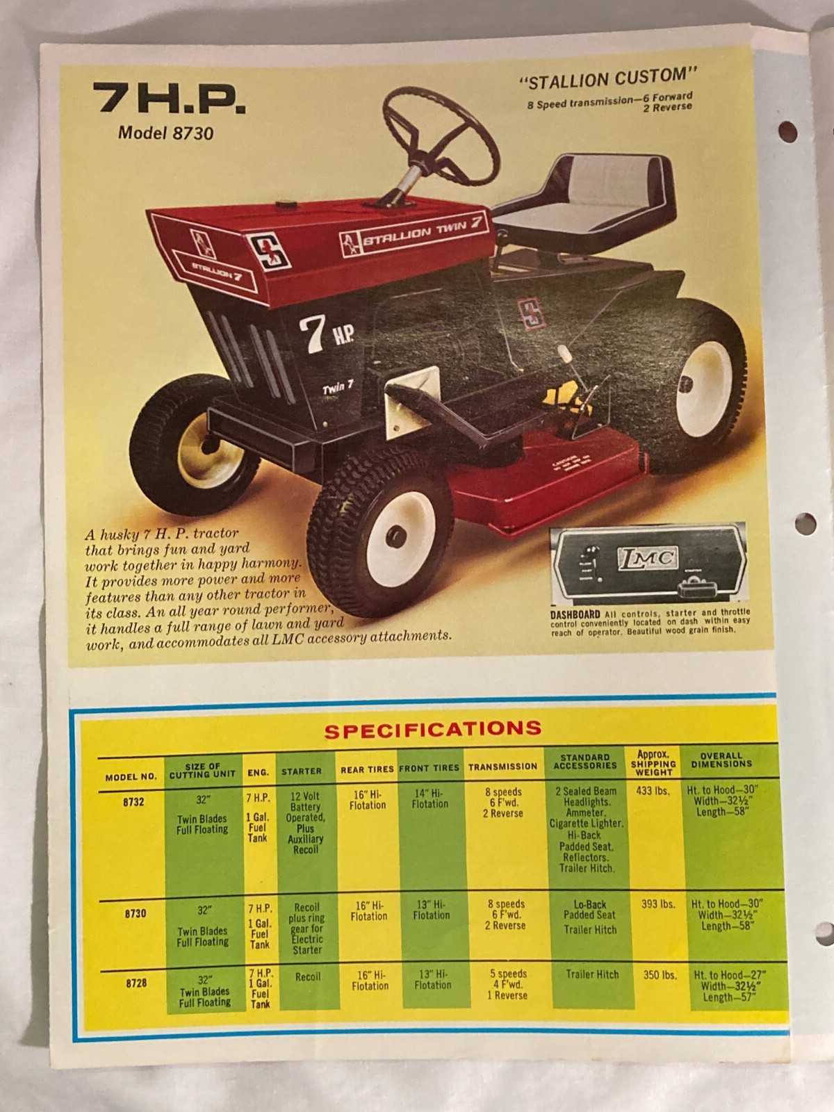 1968 Stallion Lawn Tractors Levitt Michigan City, Indiana, Mower Tractor Catalog