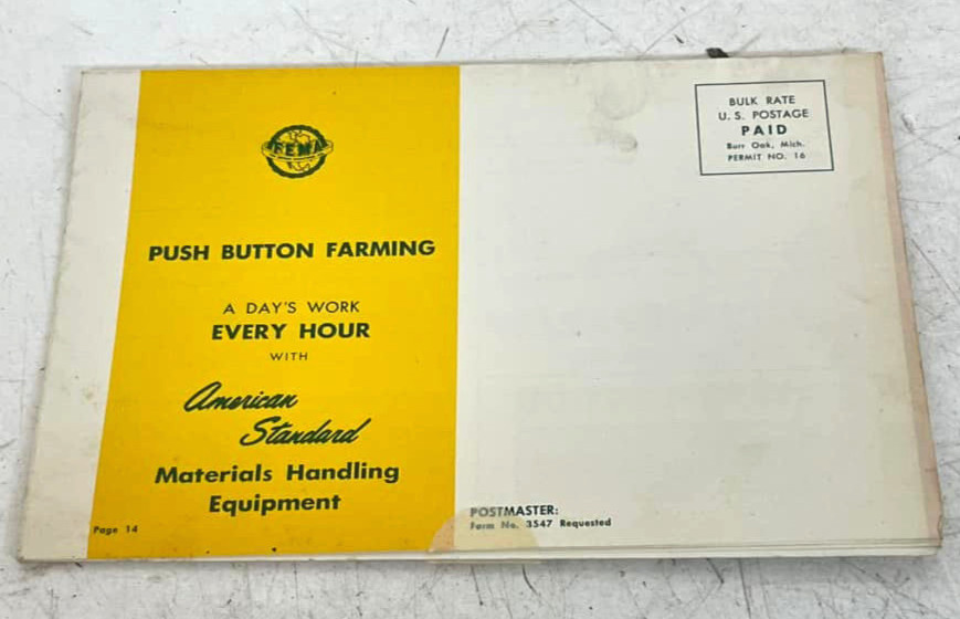 Vtg 1950s American Standard Planter Co Push Button Farming Equipment Brochure