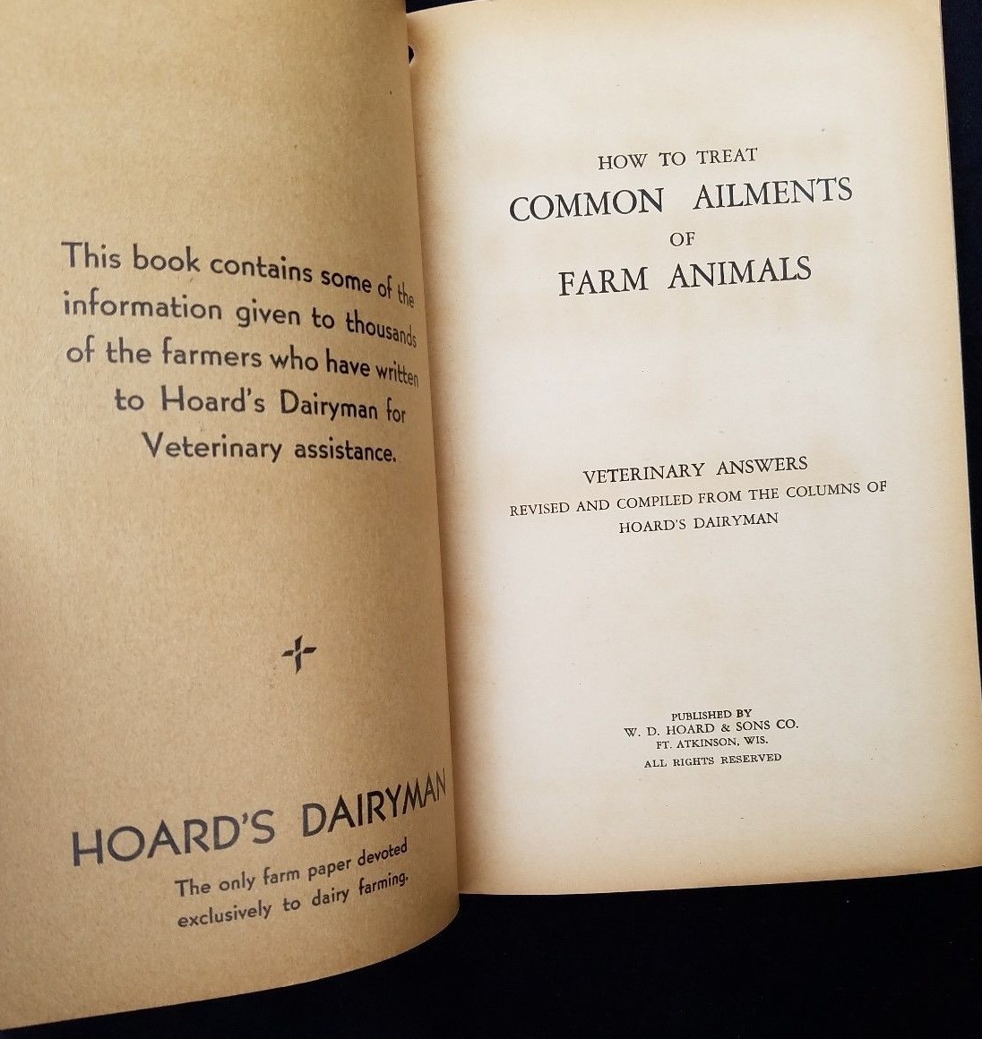 1932 How To Treat Common Ailments Farm Animals Hoard&rsquo;s Dairyman Fort Atkinson WI