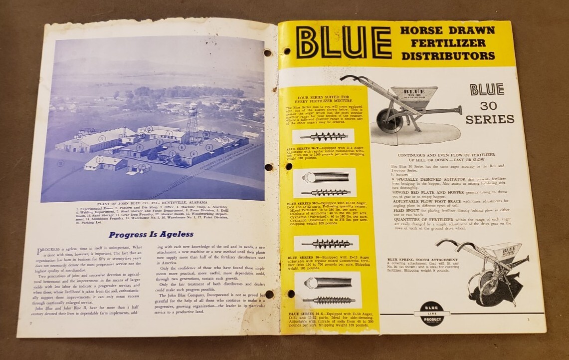VINTAGE 1950s John Blue Horse Drawn Implement Tractor Catalog 166 Farm Equipment