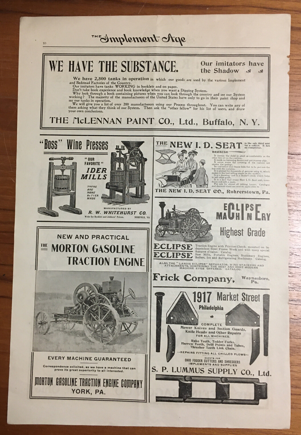 Detailed 1902 Farm Advertising Steel Wheels Wagons Wine Press Machinery Farming