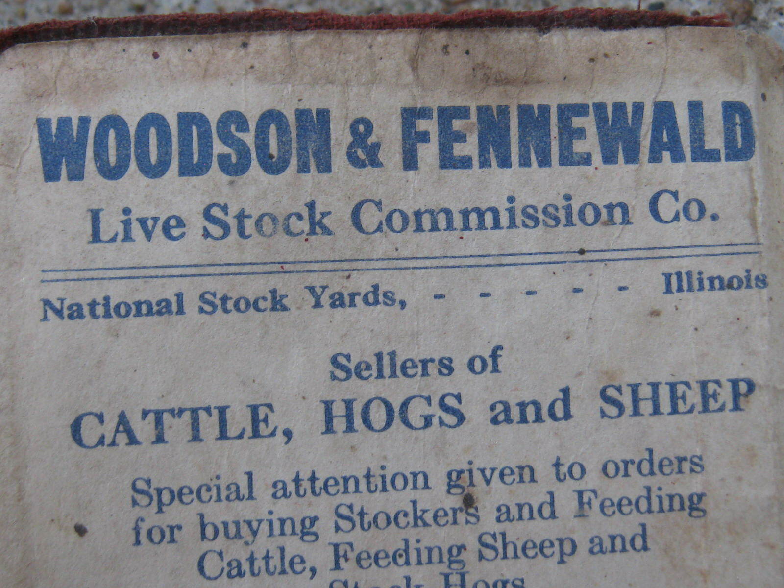 1941 1942 Original Vintage Woodson & Fennewald Live Stock Commission booklet