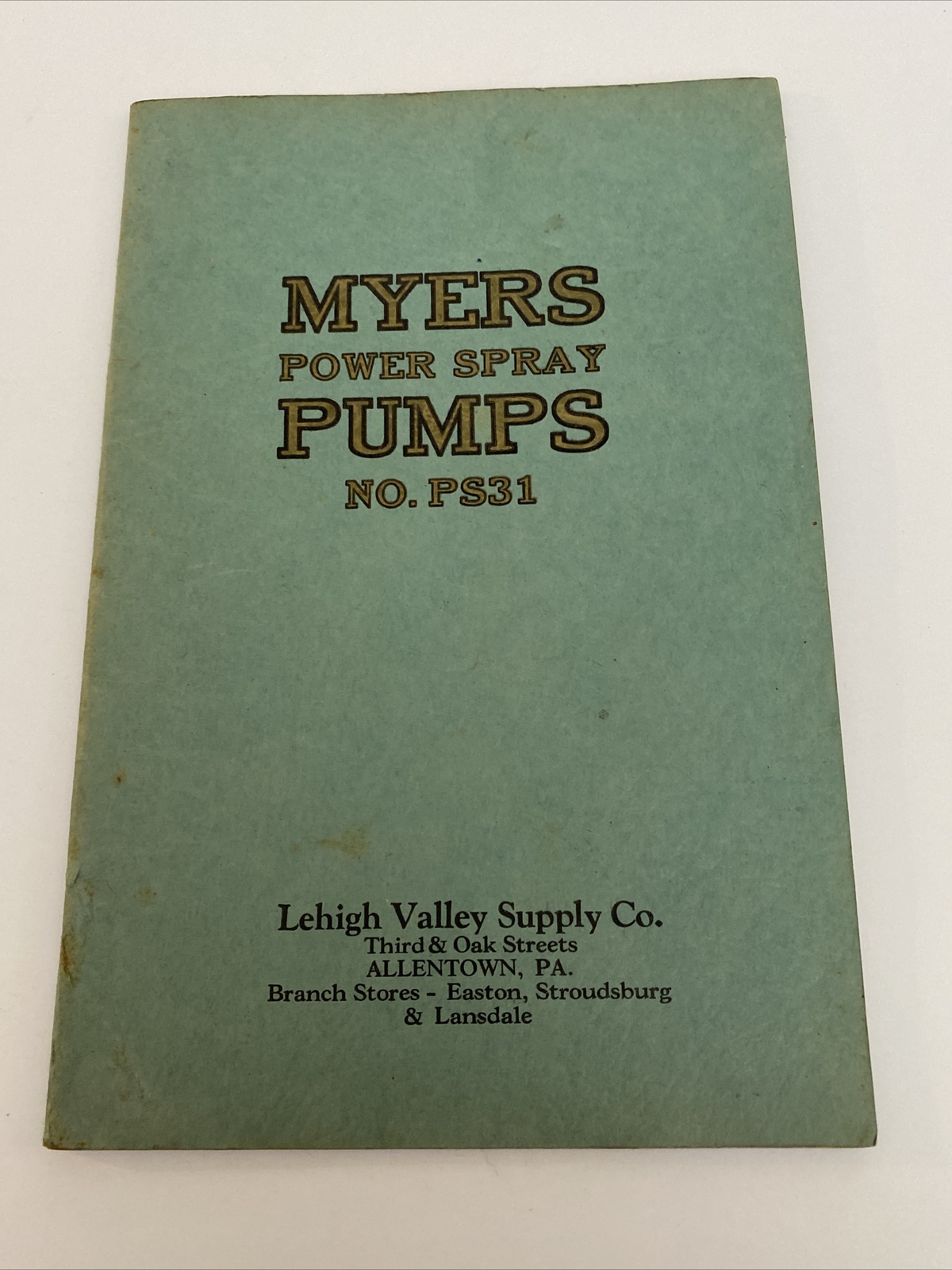 1931 Myers Power Spray Pumps PS.31 Catalog Lehigh Valley Supply Allentown Pa